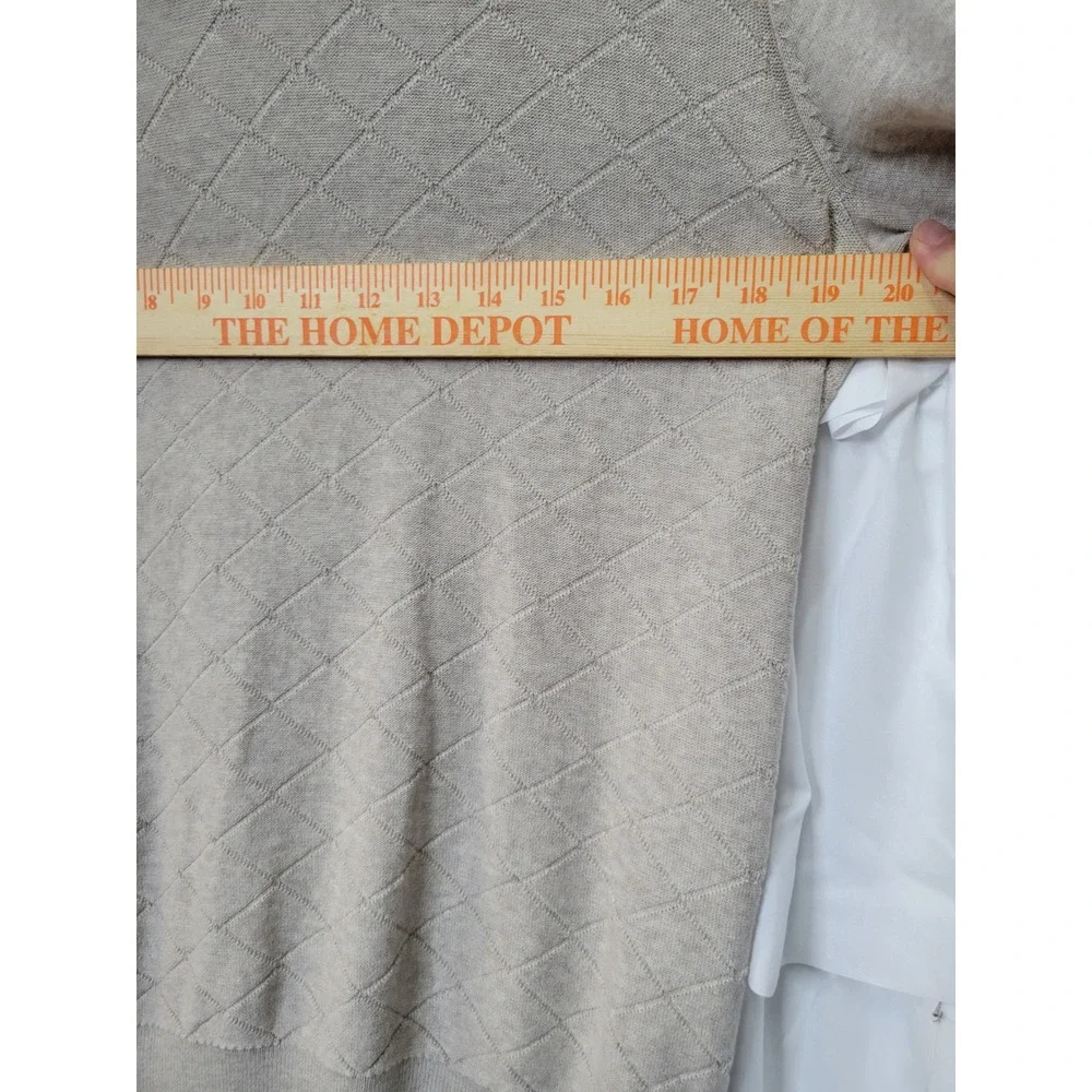 Banana Republic Mens Large Beige Diamond Quilted Knit Short Sleeve Polo  214